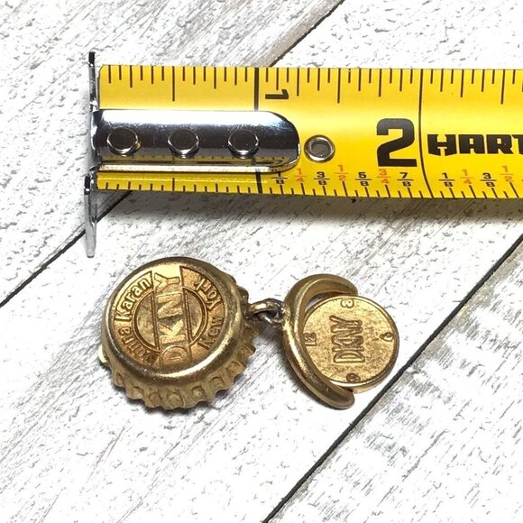 Donna Karan DKNY Clip On Earrings Vintage LogoBottle Cap Design Rare - Picture 3 of 3